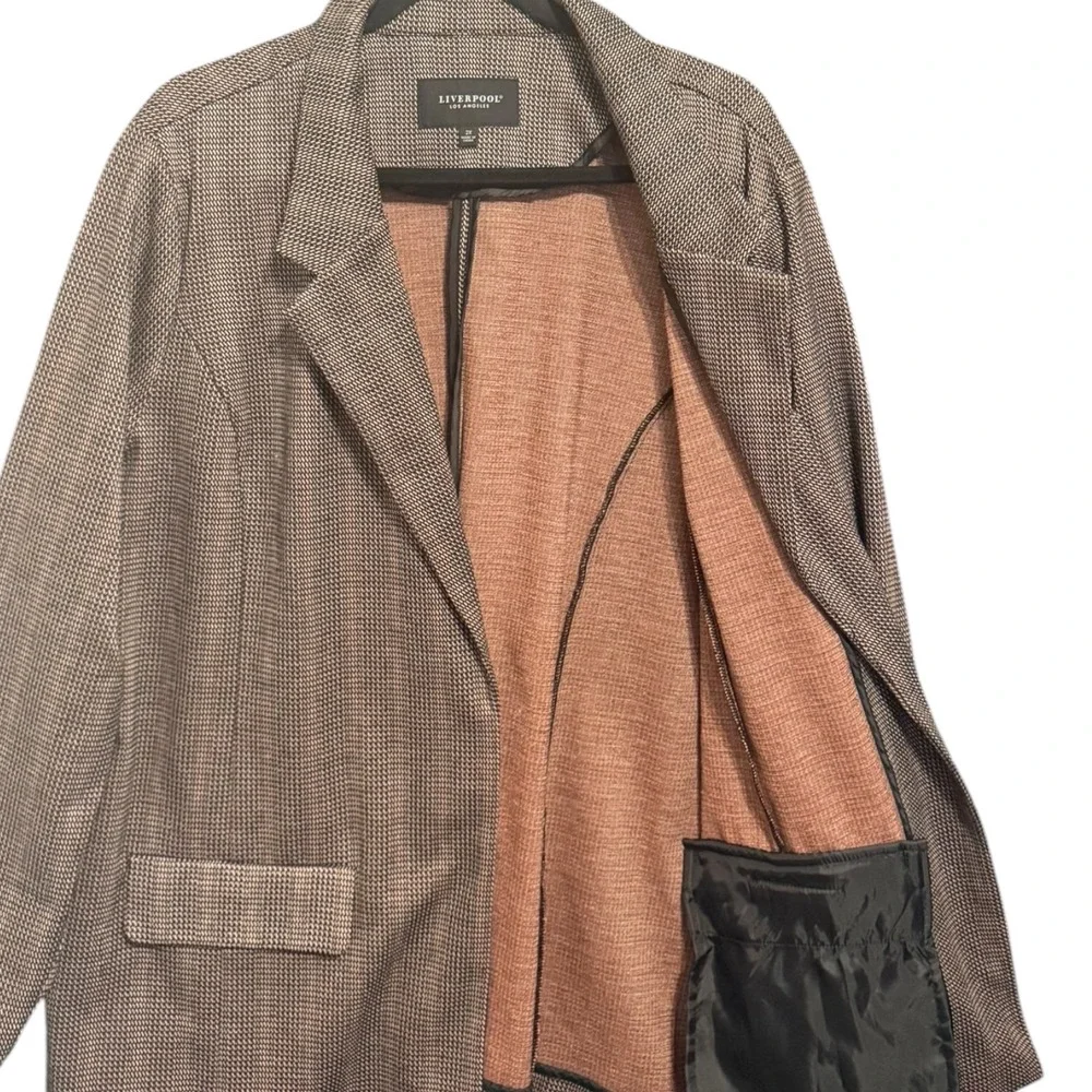 Liverpool Los Angeles Plaid Knit Boyfriend Blazer Jacket Open Front Plus Size 2X